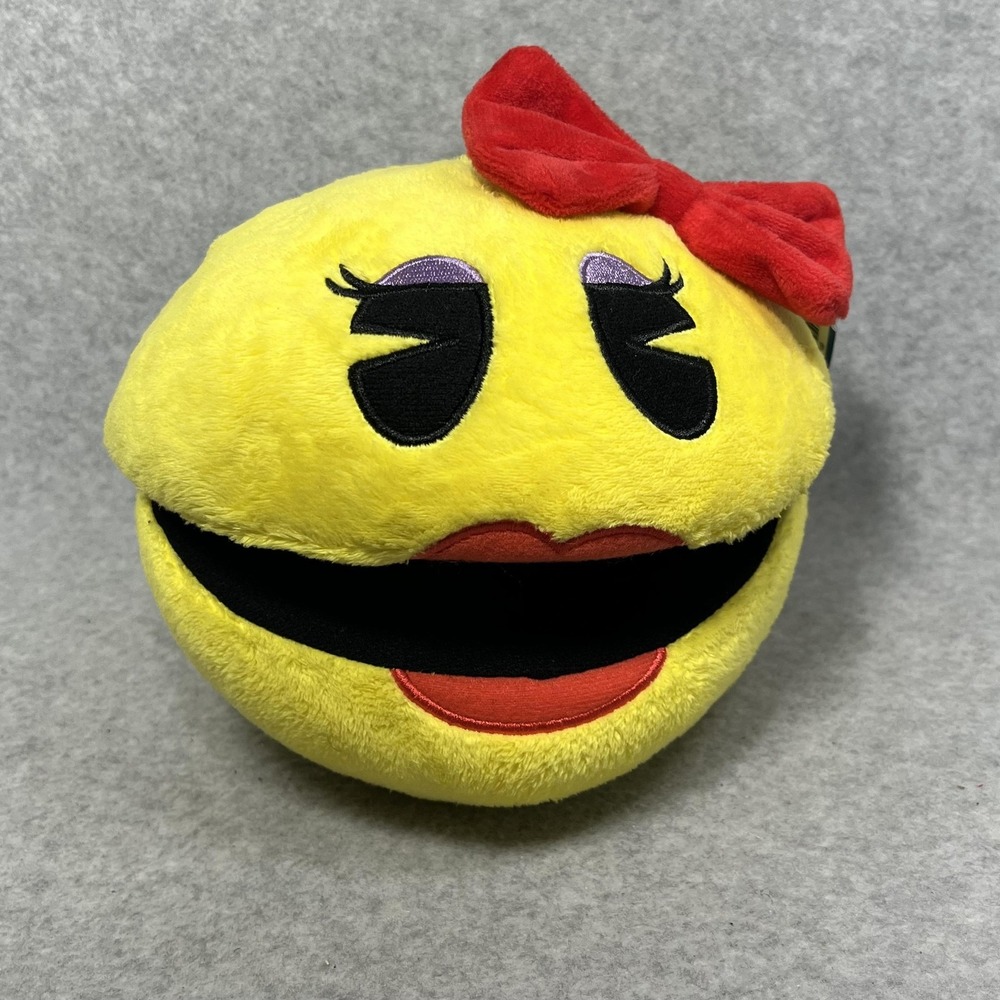 Ms. Pac-Man Plush Toy Factory Bandai Namco 7" Stuffed Arcade Game Doll New Tags